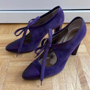 DIANE VON FURSTENBERG Purple Suede Lace Up Pumps - Sz 9